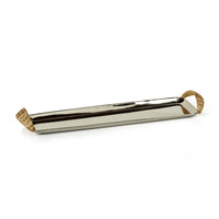 Verona Stainless Steel Tray Rattan Handles | Bone & Brass