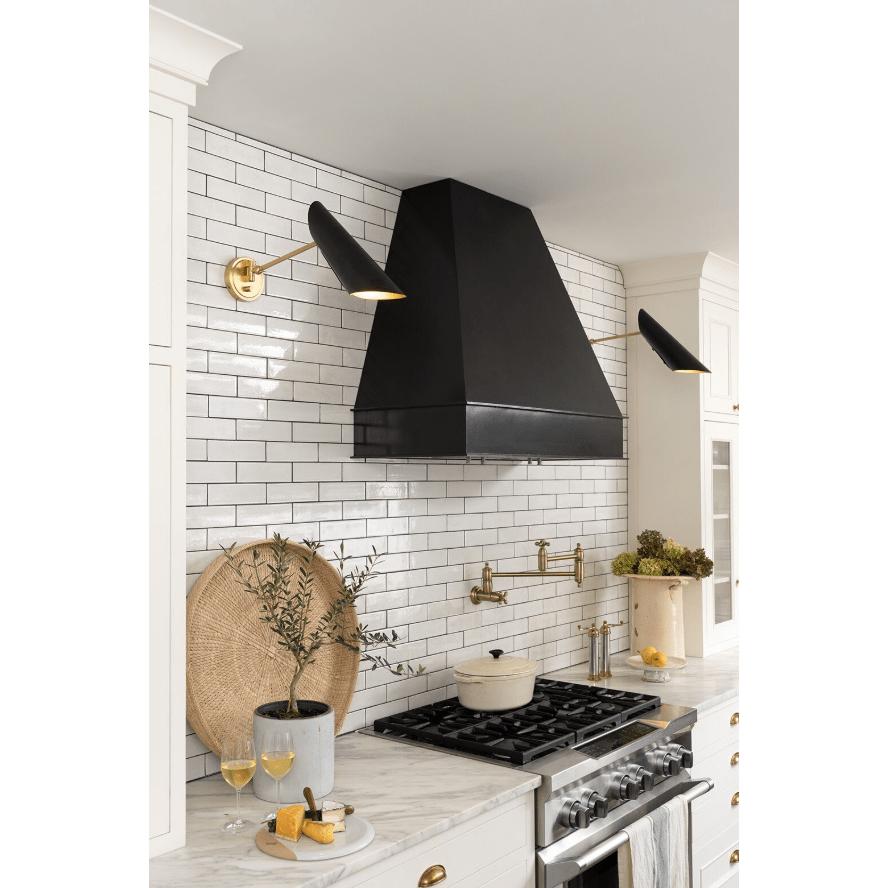 Vest Single Arm Sconce Natural Brass Interior - Sconce Detail | Bone & Brass