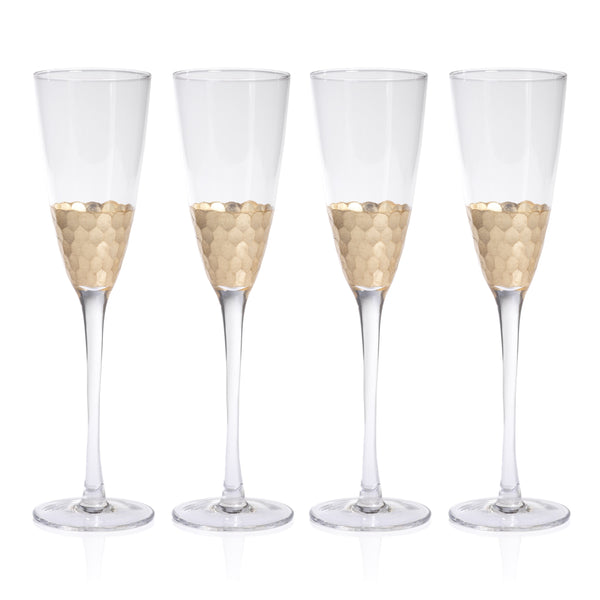 Victoria Gold Champagne Flutes, Set 4 - Glass Detail | Bone & Brass