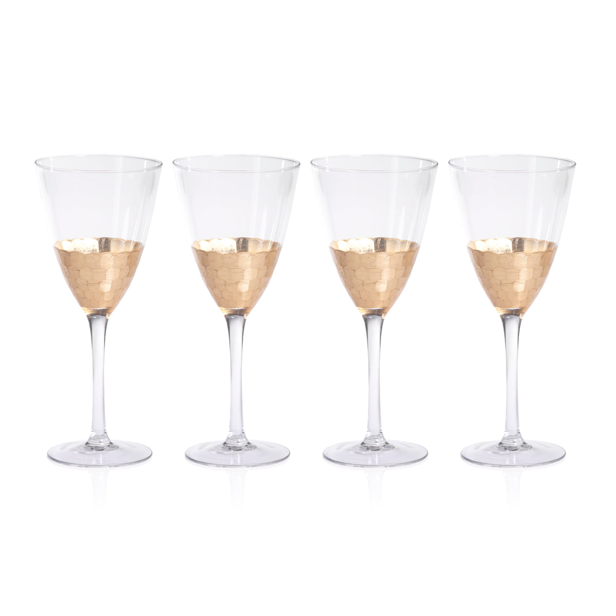 Victoria Gold Wine Glass, Set 4 - Glass Stem Detail | Bone & Brass
