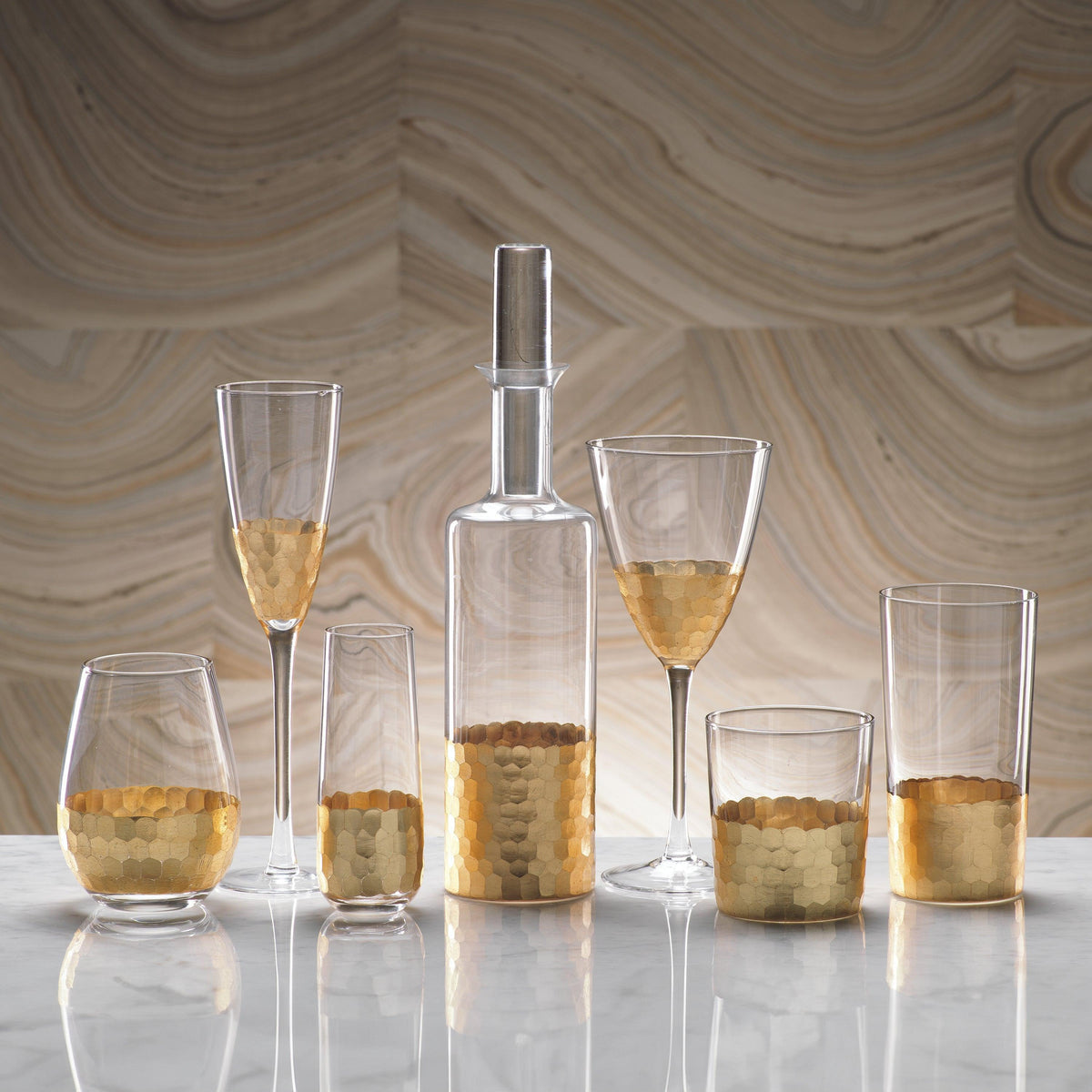 Victoria Gold Wine Glass, Set 4 - Glass View | Bone & Brass