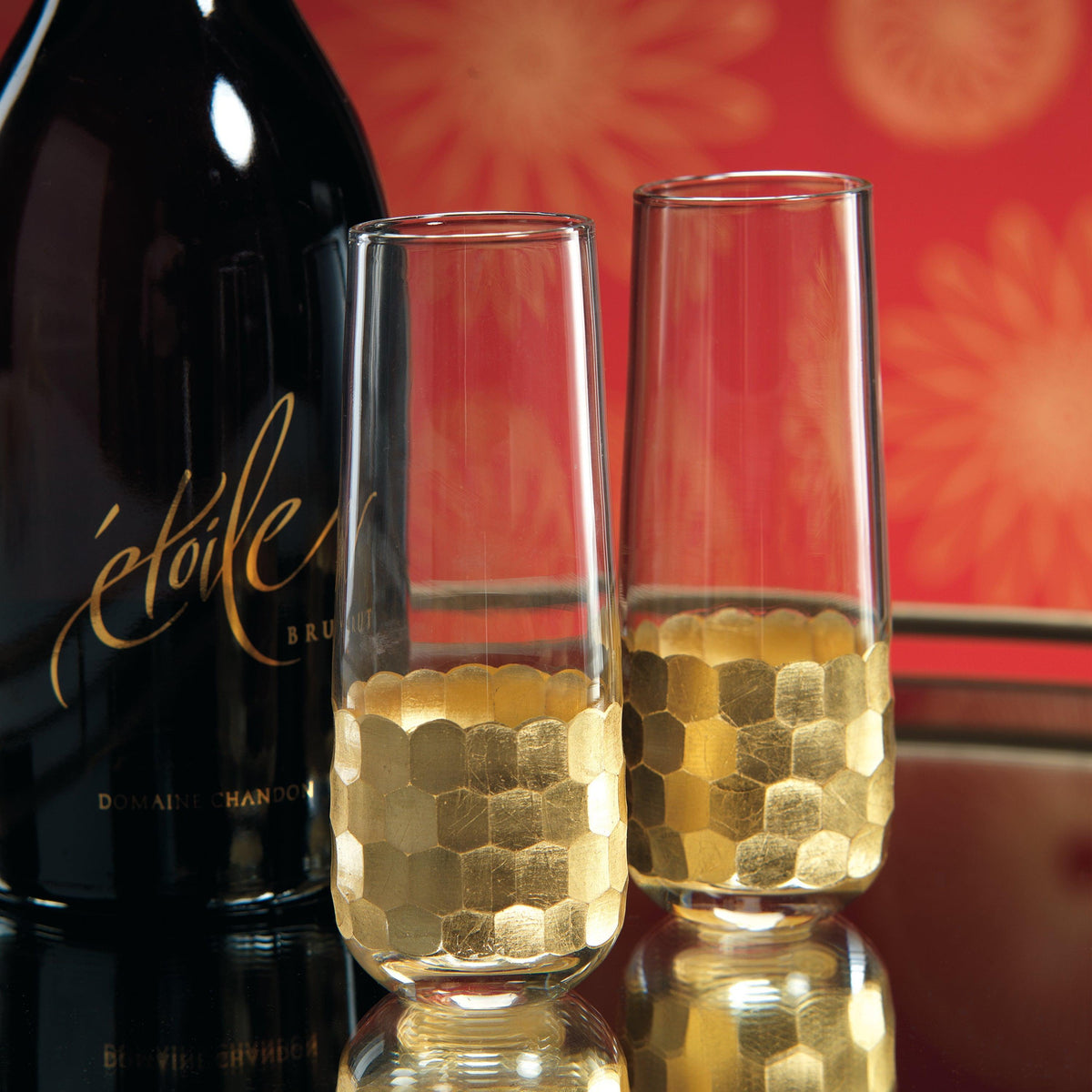 Victoria Stemless Gold Champagne Glasses, Set 6 - Glass Detail | Bone & Brass