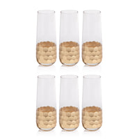 Victoria Stemless Gold Champagne Glasses, Set 6 - Glass Stem Detail | Bone & Brass