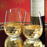 Victoria Stemless Gold Wine Glasses, Set 6 - Glass Detail | Bone & Brass