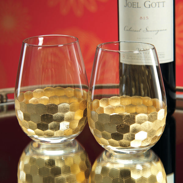 Victoria Stemless Gold Wine Glasses, Set 6 - Glass Detail | Bone & Brass