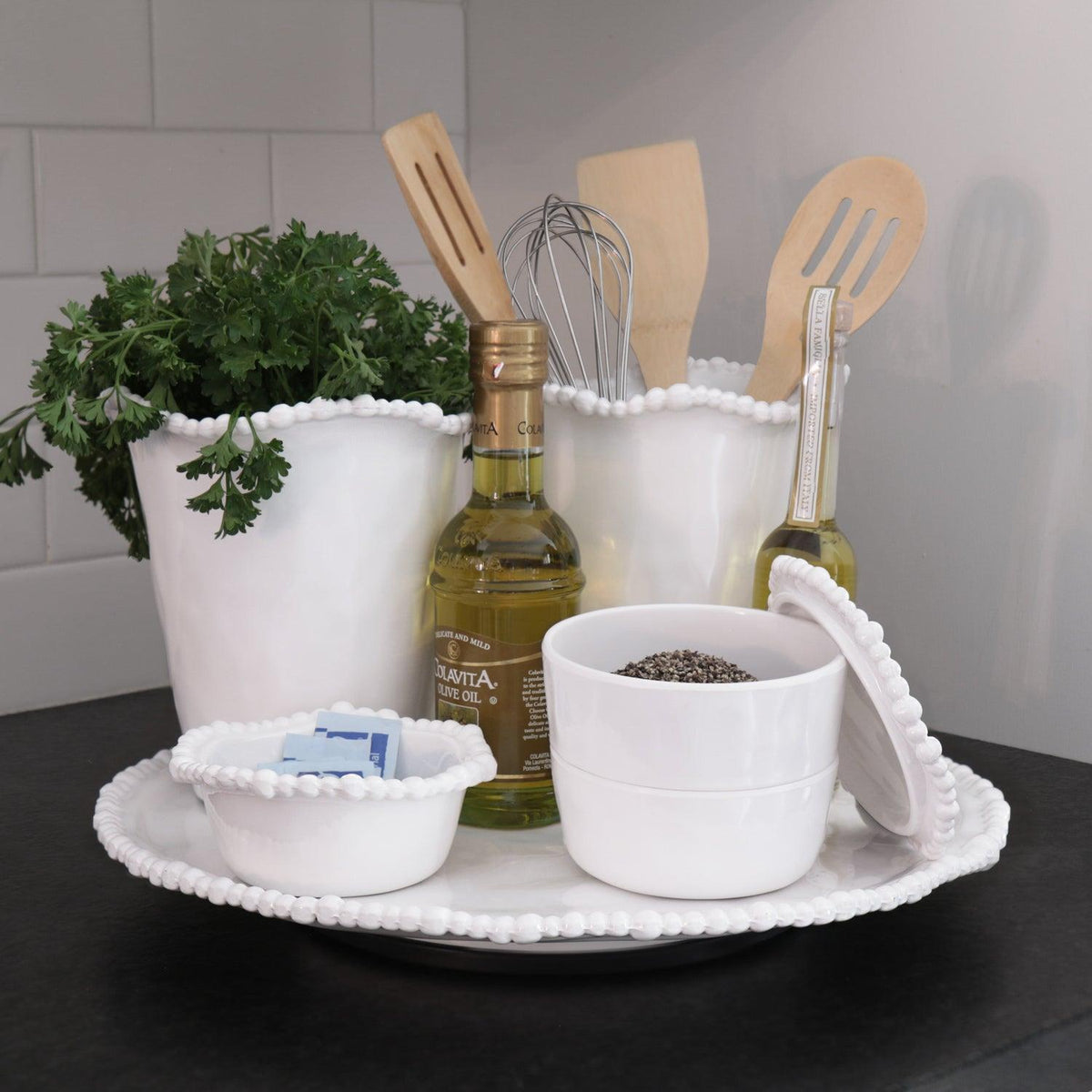 Vida Alegria Cereal Bowl Set 4 (White) - Bowl Detail | Bone & Brass
