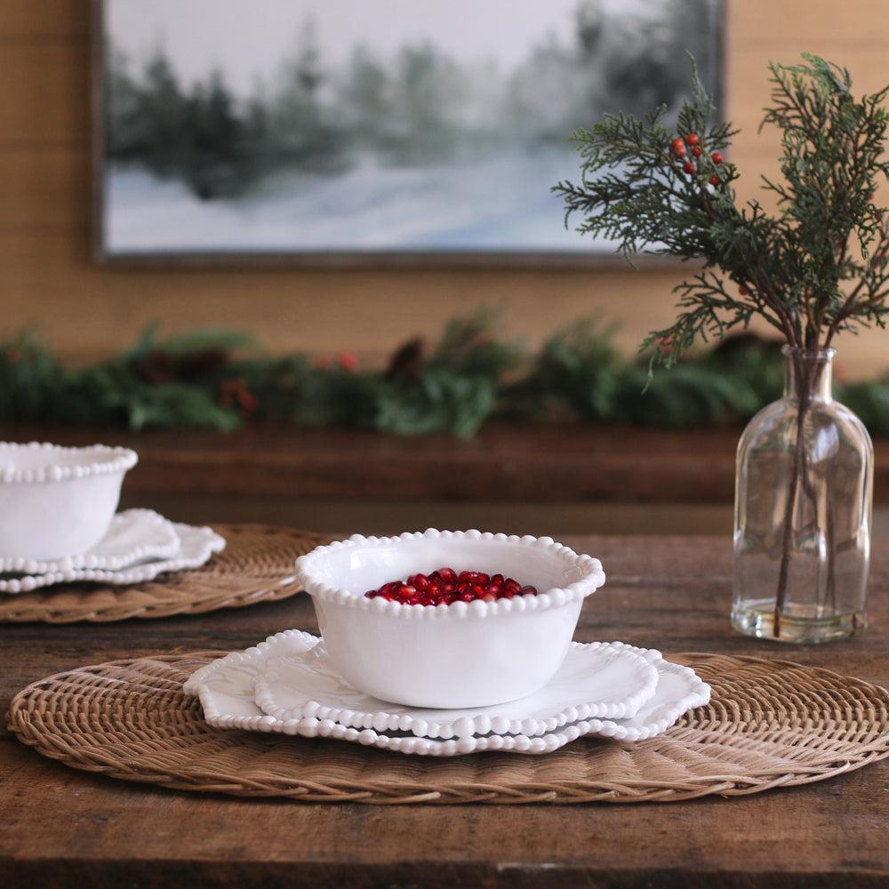 Vida Alegria Cereal Bowl Set 4 (White) - Bowl Side View | Bone & Brass