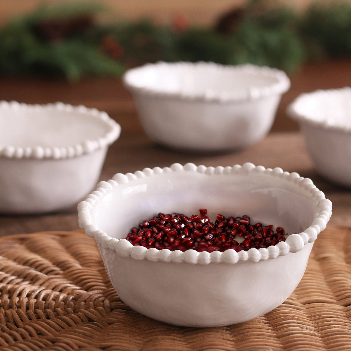 Vida Alegria Cereal Bowl Set 4 (White) - Bowl Detail | Bone & Brass