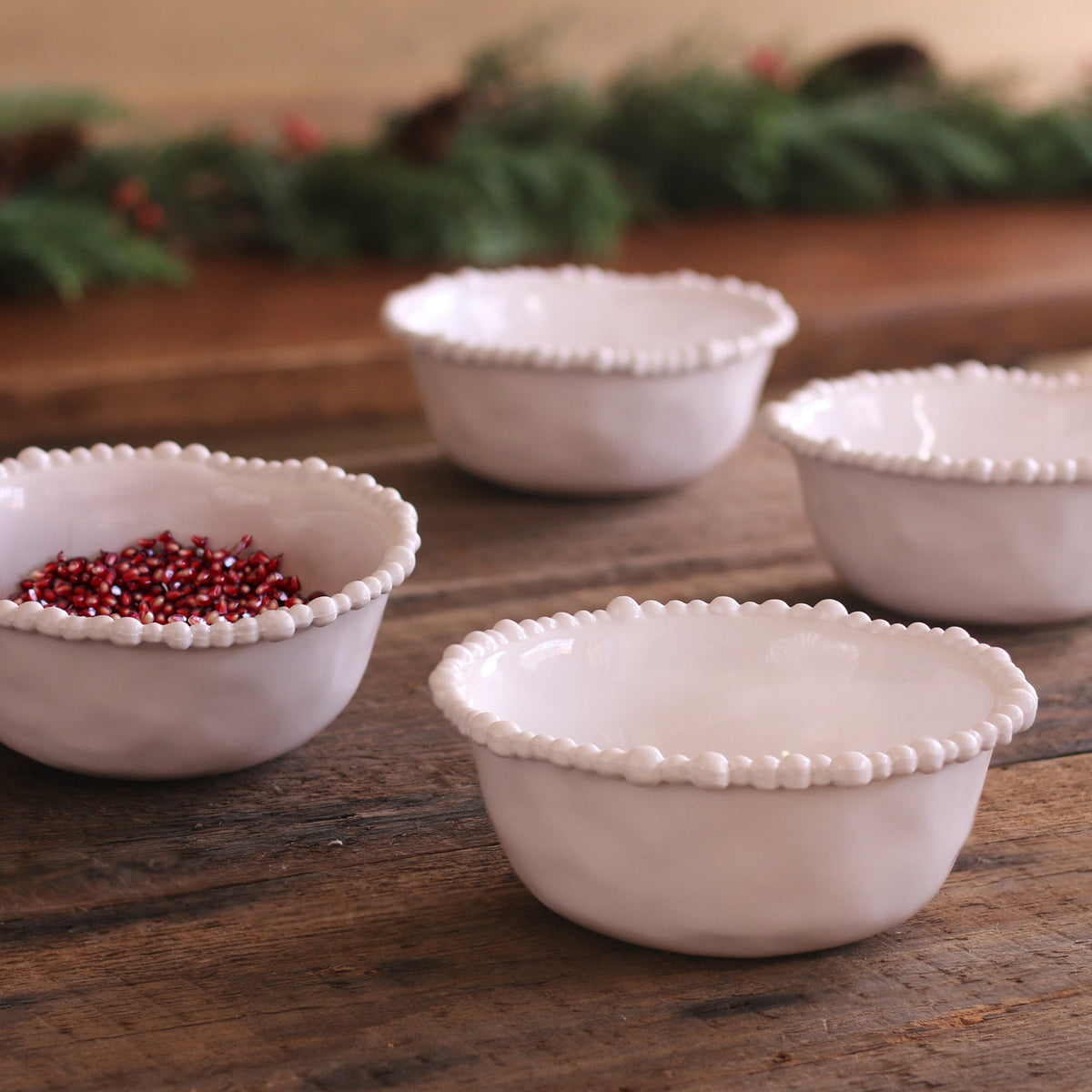 Vida Alegria Cereal Bowl Set 4 (White) - Bowl Top View | Bone & Brass