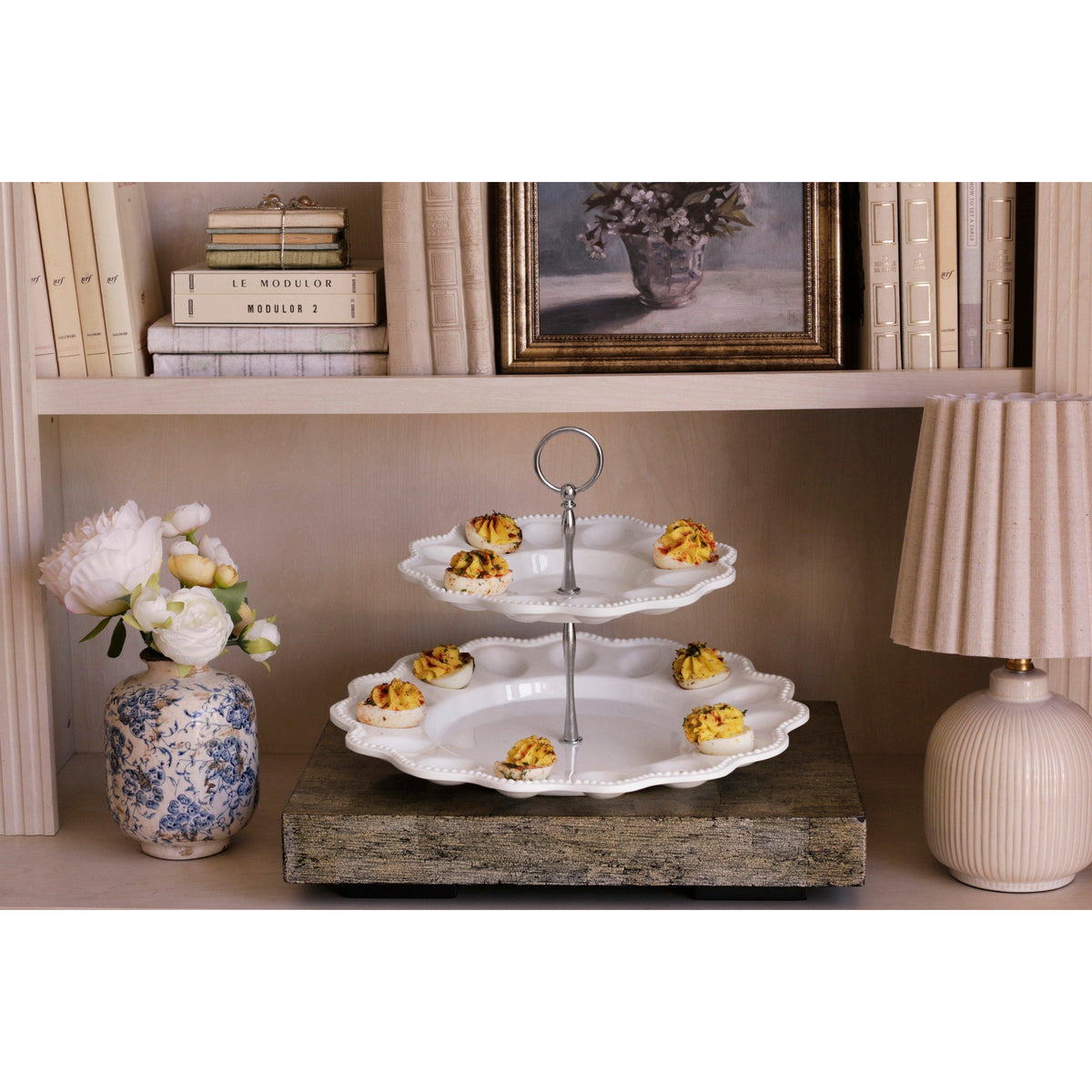Vida Alegria Two Tiered Deviled Egg Server - Tray View | Bone & Brass