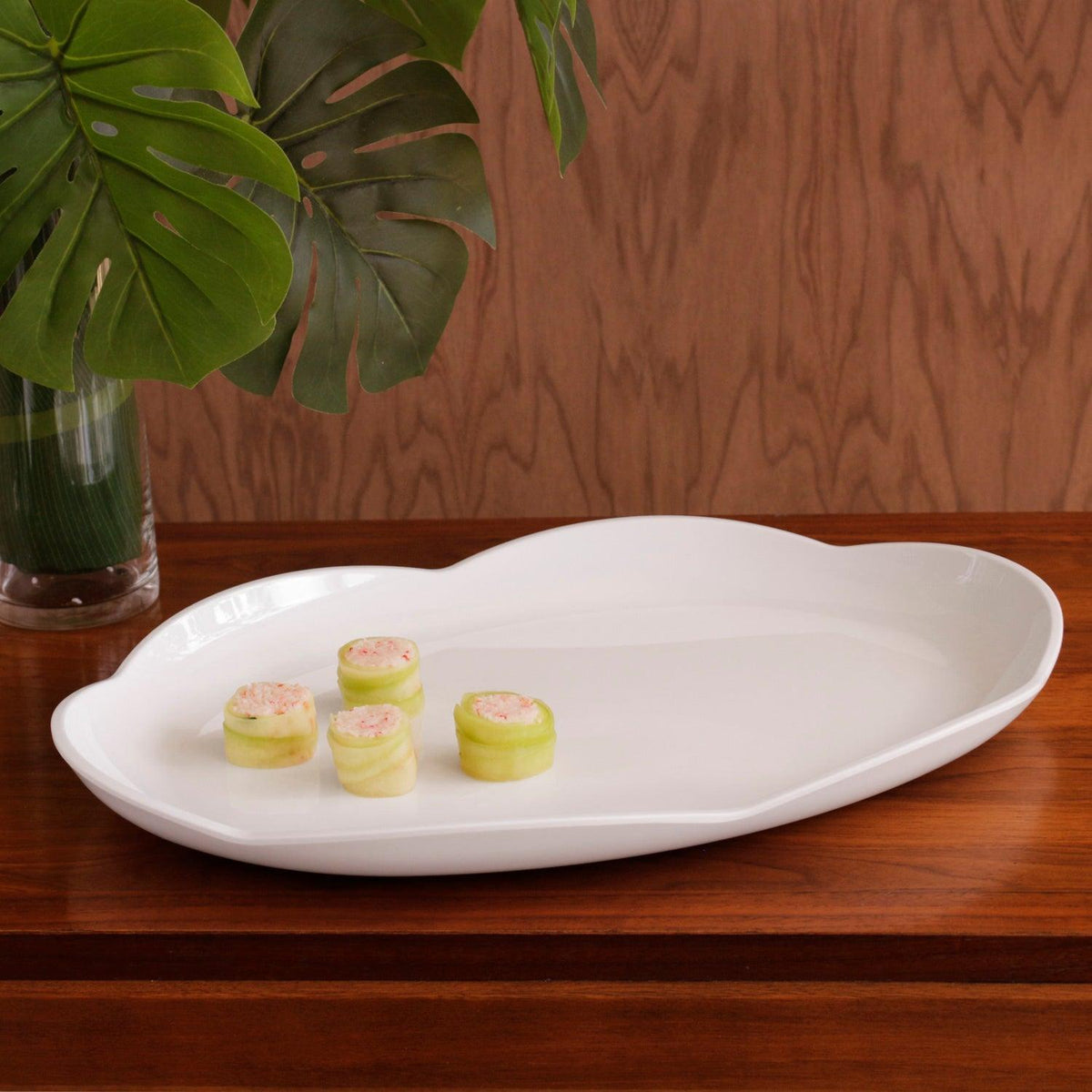 Vida Amelia Large Platter White - Tray Side View | Bone & Brass