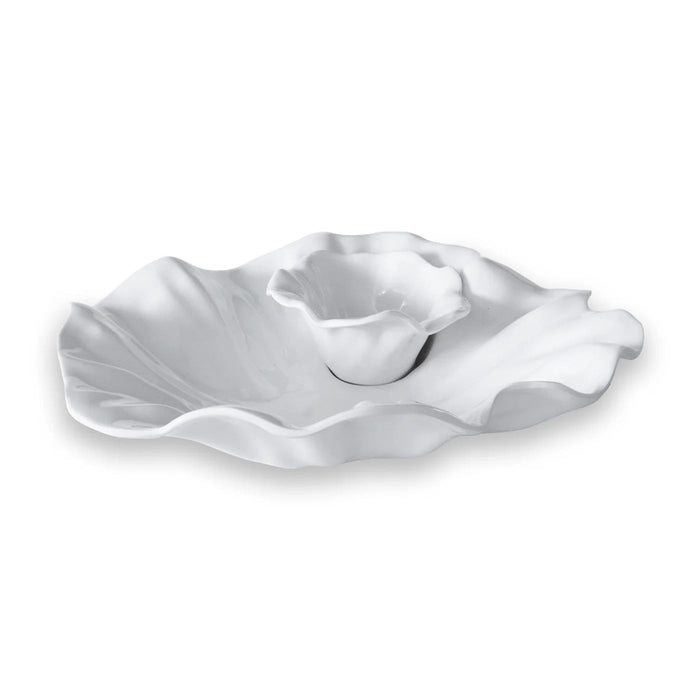 Vida Bloom White Chip Dip Set | Bone & Brass