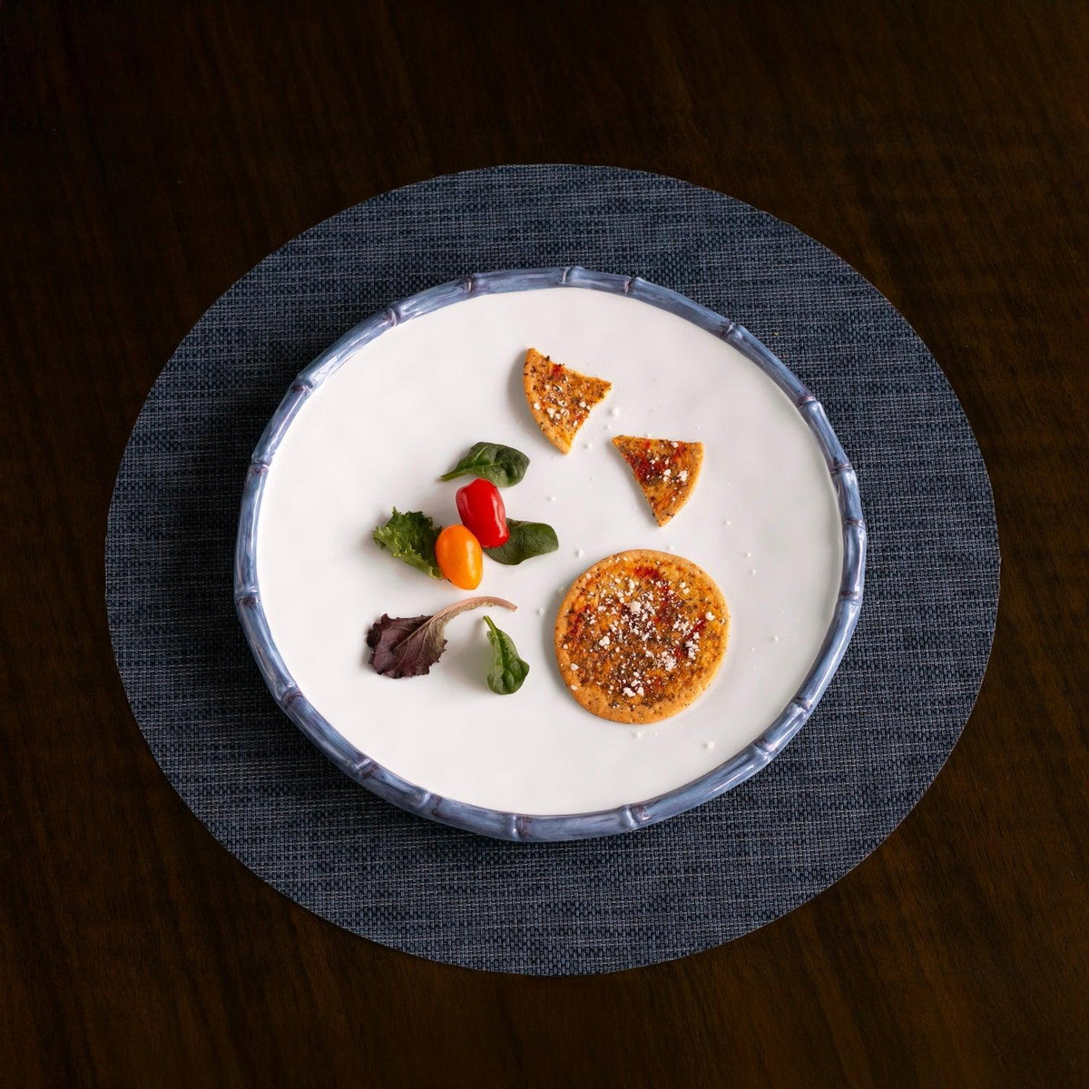 Vida Blue Bamboo & White Dinner Plate Set of 4 - Plate Detail | Bone & Brass