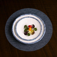 Vida Blue Bamboo & White Dinner Plate Set of 4 - Plate Side View | Bone & Brass