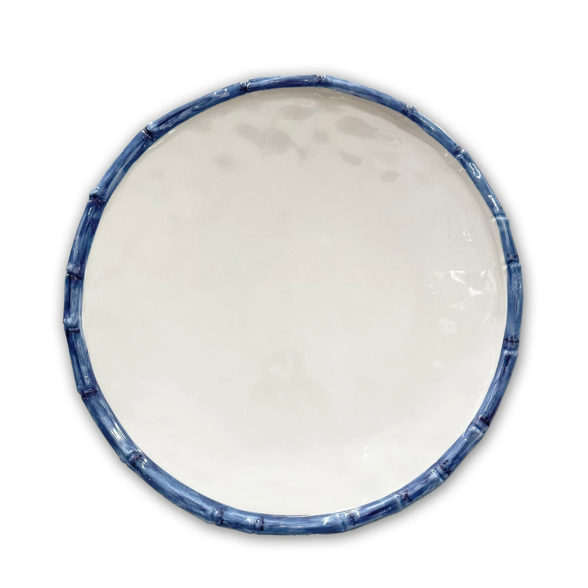 Vida Blue Bamboo & White Dinner Plate Set of 4 | Bone & Brass