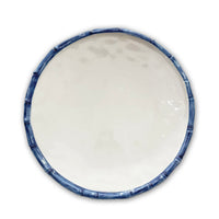 Vida Blue Bamboo & White Dinner Plate Set of 4 | Bone & Brass