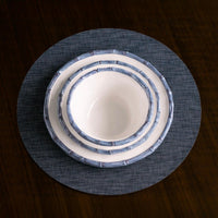 Vida Blue Bamboo & White Salad Plate Set of 4 - Plate Side View | Bone & Brass