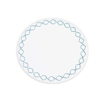 Vida Blue Embroidered Quatrefoil Round Placemats Set of 4 | Bone & Brass