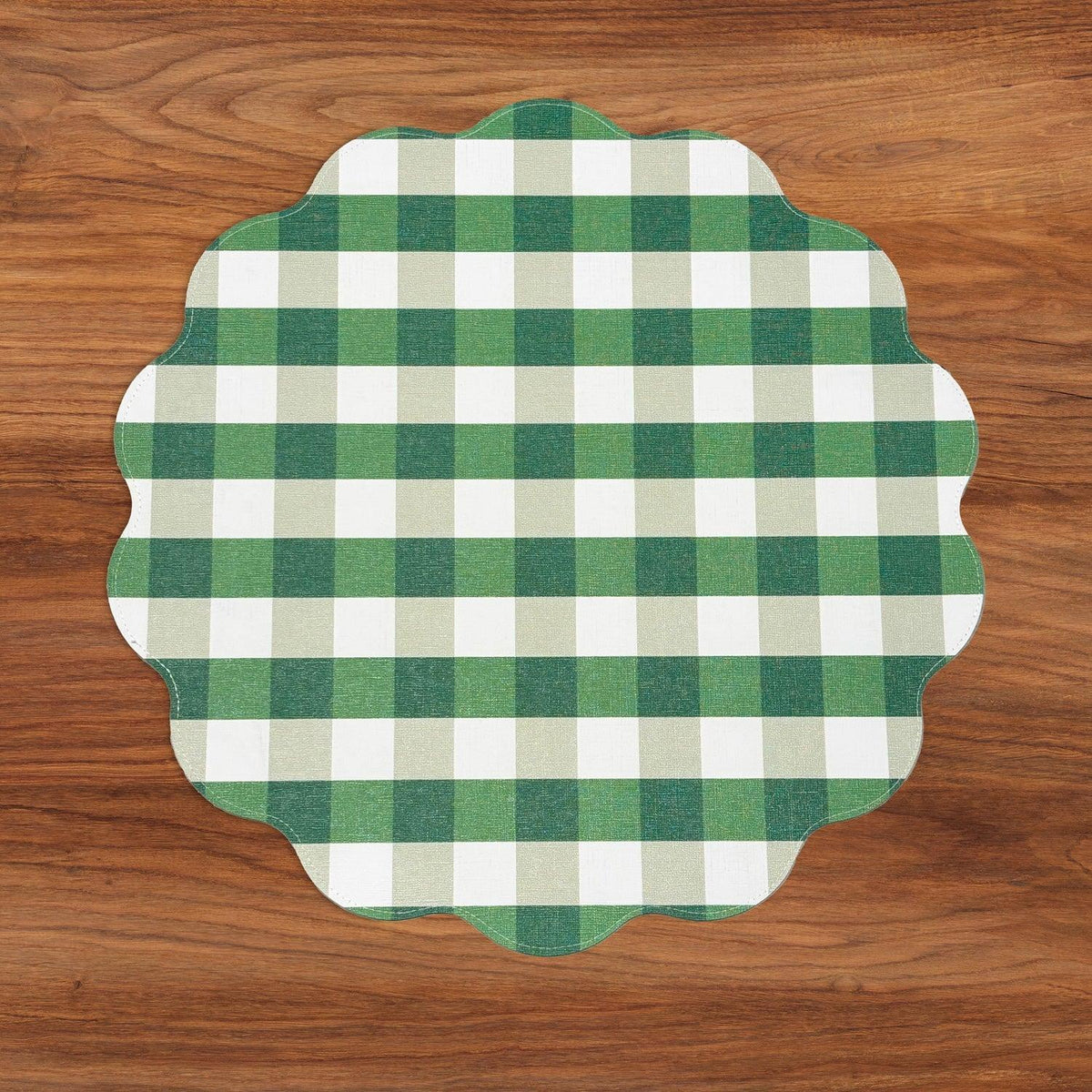 Vida Cabana Reversible Round Placemats Set 4 Pink & Green - Placemat Side View | Bone & Brass