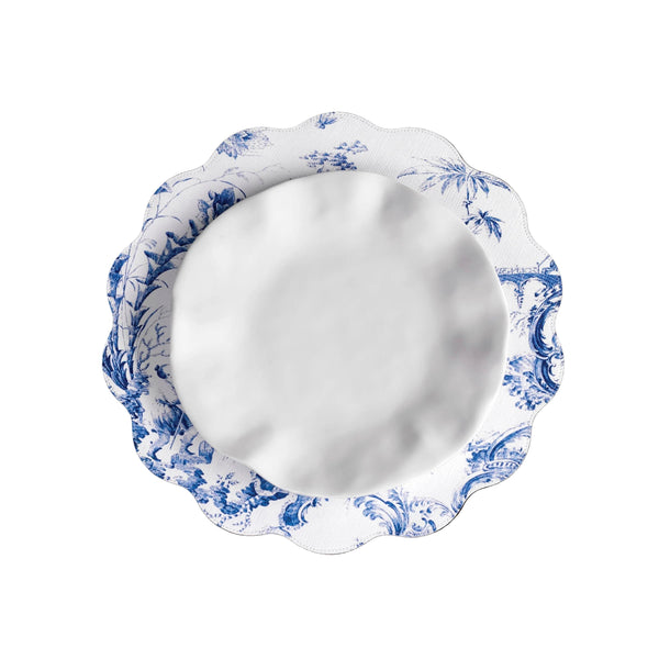Vida Chinoiserie Reversible Round Placemats Set 4 Blue & White - Placemat Detail | Bone & Brass