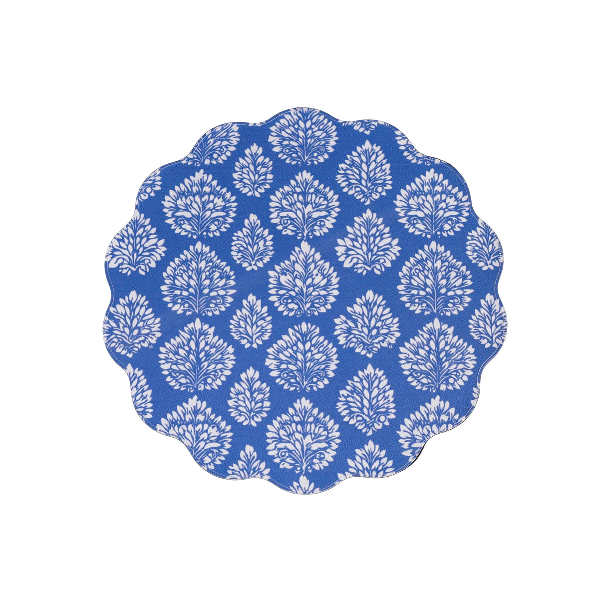 Vida Chinoiserie Reversible Round Placemats Set 4 Blue & White - Placemat Texture Detail | Bone & Brass