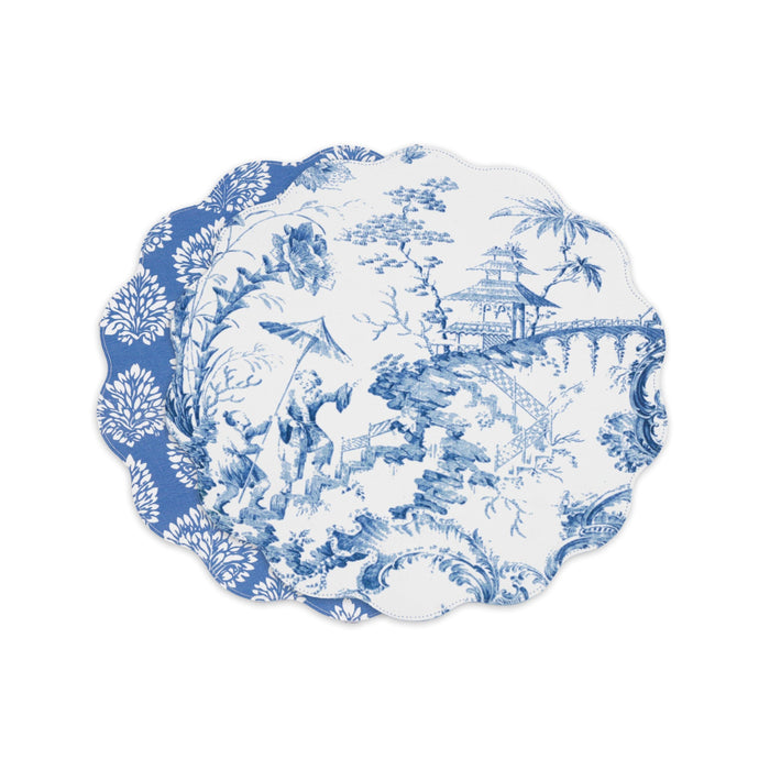 Vida Chinoiserie Reversible Round Placemats Set 4 Blue & White | Bone & Brass
