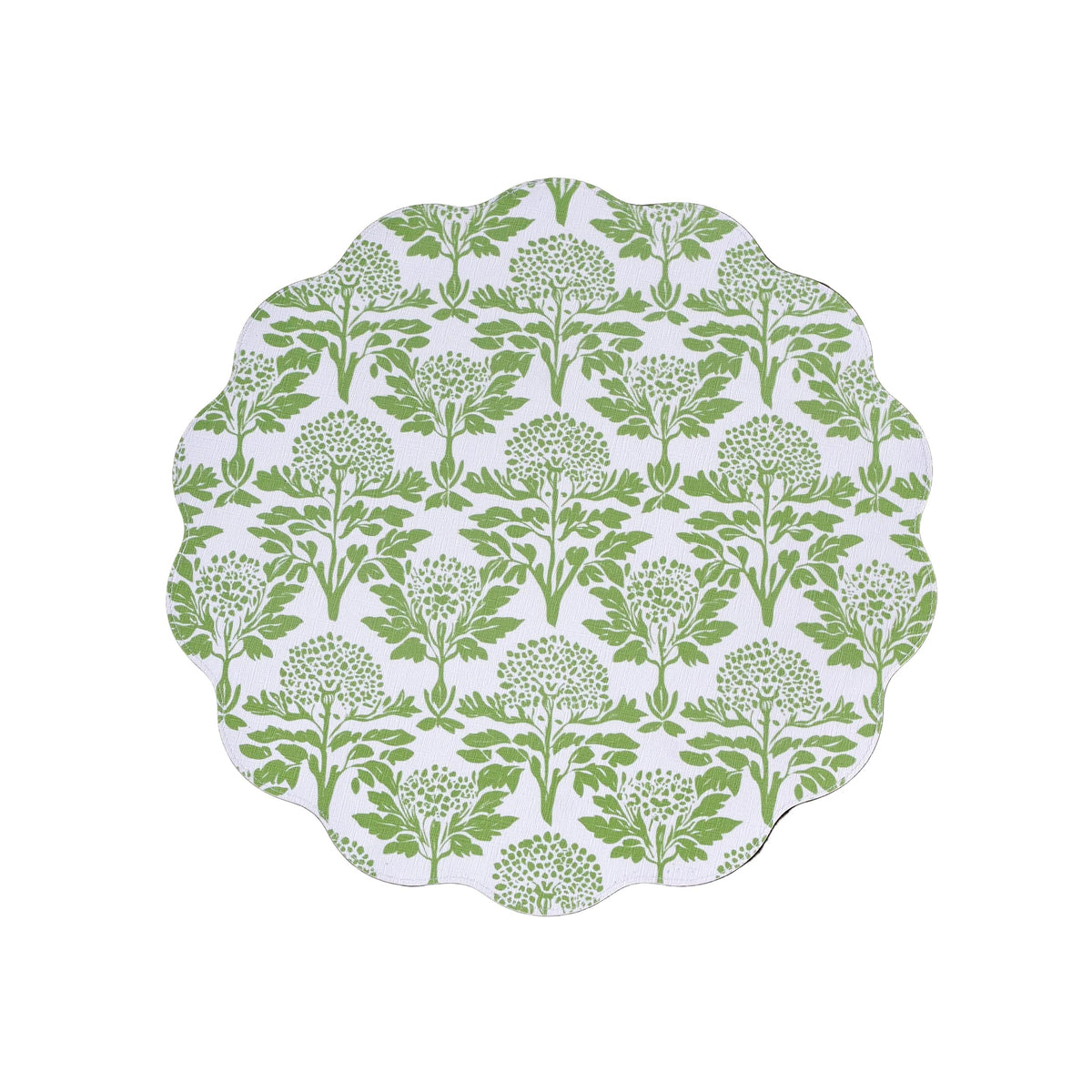 Vida Chinoiserie Reversible Round Placemats Set 4 Green & White - Placemat Texture Detail | Bone & Brass