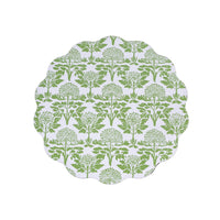 Vida Chinoiserie Reversible Round Placemats Set 4 Green & White - Placemat Texture Detail | Bone & Brass
