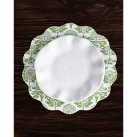 Vida Chinoiserie Reversible Round Placemats Set 4 Green & White - Placemat Detail | Bone & Brass