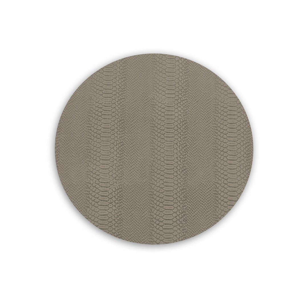Vida Croc Reversible 15.5" Round Placemats Set 4 (Salmon Taupe) - Placemat Side View | Bone & Brass