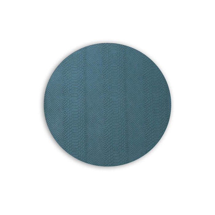 Vida Croc Reversible Round Placemats Set of 4 Turquoise Blue & Gray | Bone & Brass