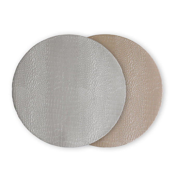 Vida Croc Silver & Gold Reversible Round Placemats Set of 4 | Bone & Brass