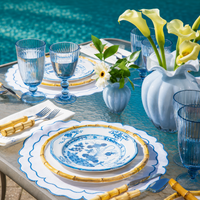 Vida Faenza 11" Dinner Plate Set of 4, White & Blue