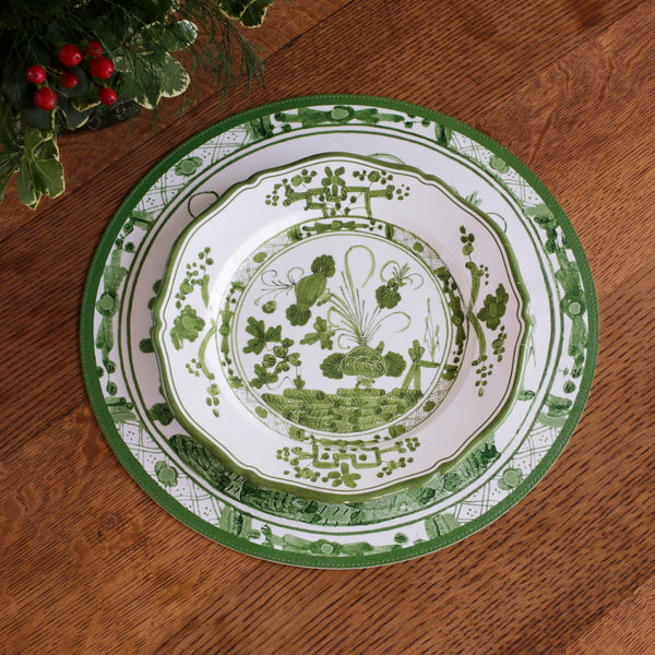 Vida Faenza 11" Dinner Plate Set of 4 White and Green