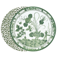Vida Faenza and Leopard Reversible Round Placemats Set of 4 White & Green
