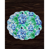Vida Ginger Jar & Butterflies Reversible Round Placemats Set 4 Blue & - Placemat Texture Detail | Bone & Brass