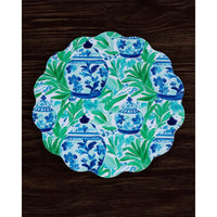 Vida Ginger Jar & Butterflies Reversible Round Placemats Set 4 Blue & - Placemat Side View | Bone & Brass