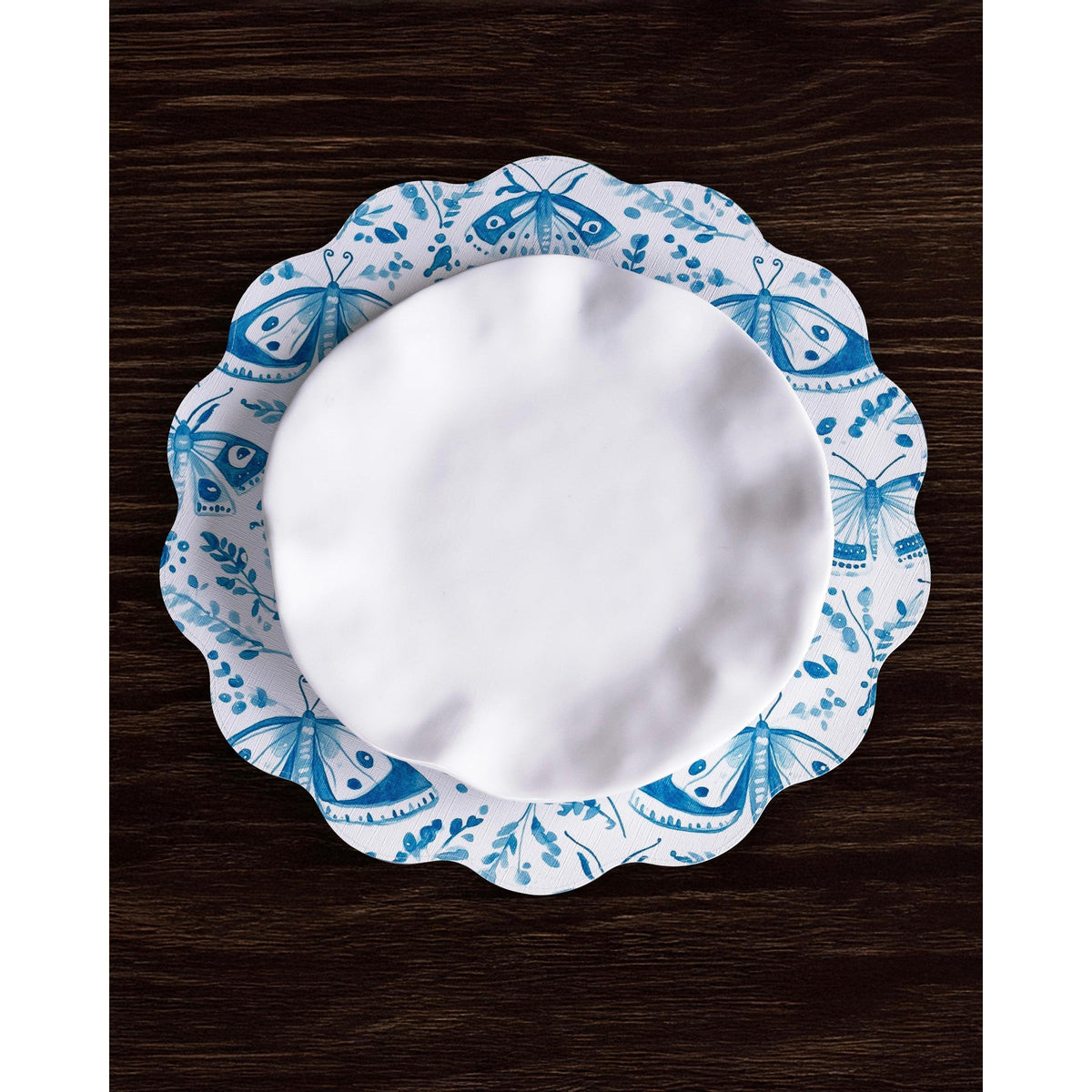 Vida Ginger Jar & Butterflies Reversible Round Placemats Set 4 Blue & - Placemat Detail | Bone & Brass