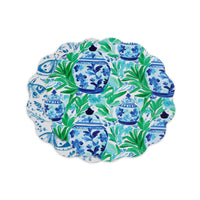 Vida Ginger Jar & Butterflies Reversible Round Placemats Set 4 Blue & | Bone & Brass