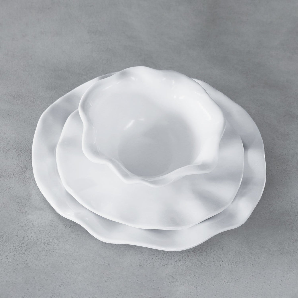 Vida Havana 11" Dinner Plate Set 4 (White) - Plate Side View | Bone & Brass