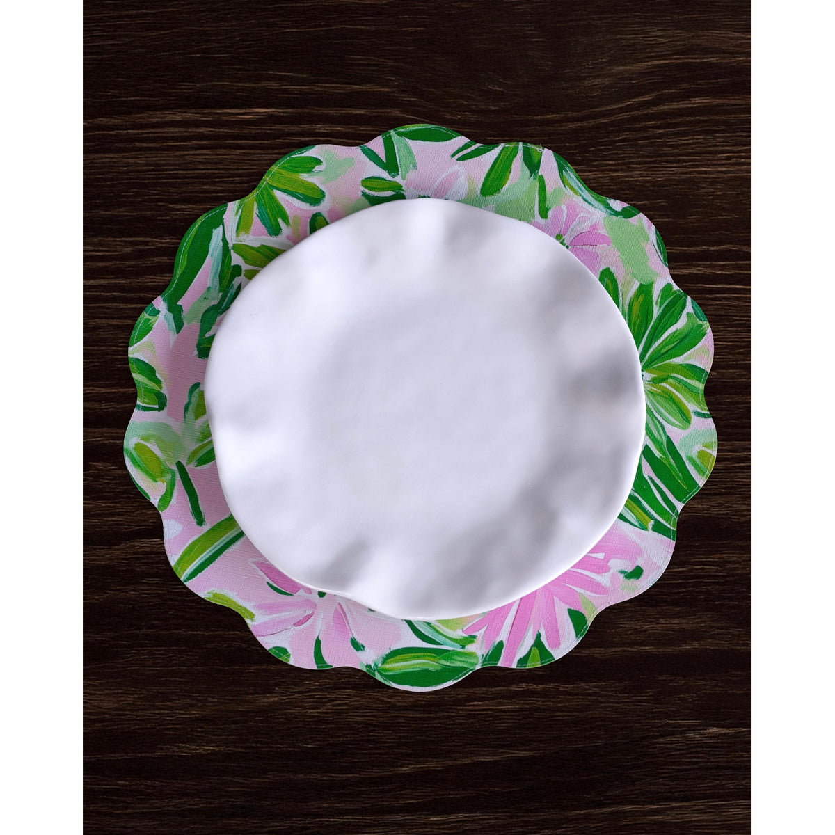 Vida Hydrangeas & Daisies Reversible Round Placemats Set 4 Pink & - Placemat Detail | Bone & Brass
