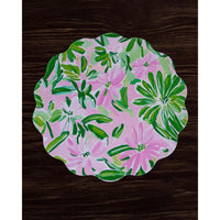 Vida Hydrangeas & Daisies Reversible Round Placemats Set 4 Pink & - Placemat Side View | Bone & Brass