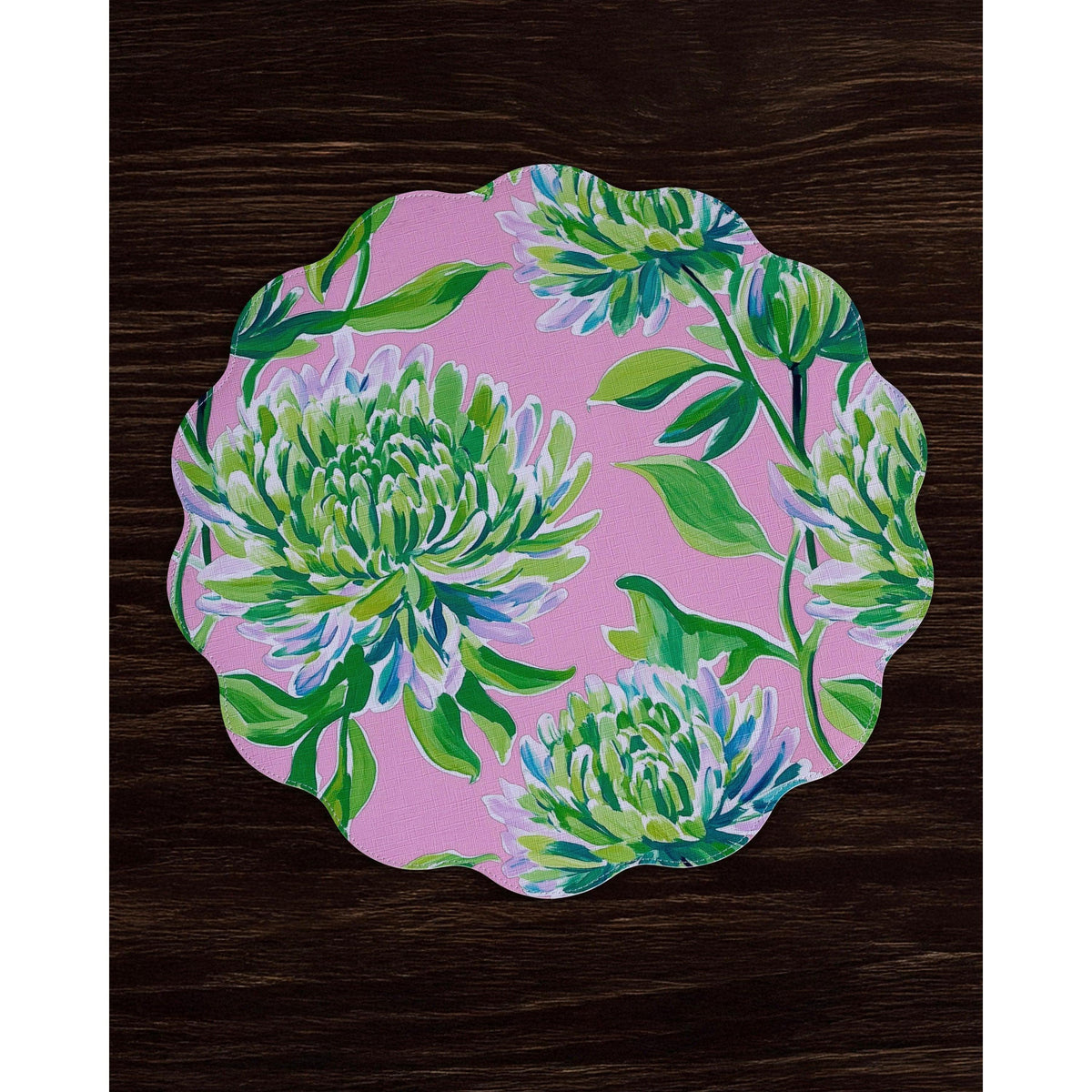 Vida Hydrangeas & Daisies Reversible Round Placemats Set 4 Pink & - Placemat View | Bone & Brass