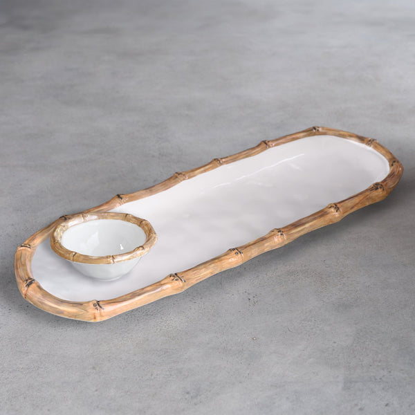 Vida Natural Bamboo & White Mini Dip Bowl - Set Detail | Bone & Brass