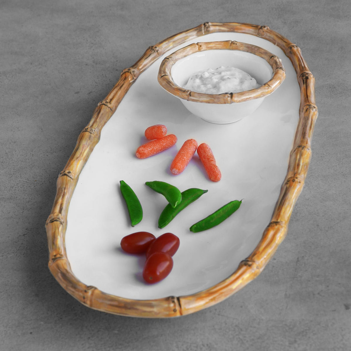 Vida Natural Bamboo & White Mini Dip Bowl - Bowl Detail | Bone & Brass