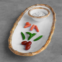 Vida Natural Bamboo & White Mini Dip Bowl - Bowl Detail | Bone & Brass