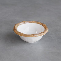 Vida Natural Bamboo & White Mini Dip Bowl - Set Top View | Bone & Brass