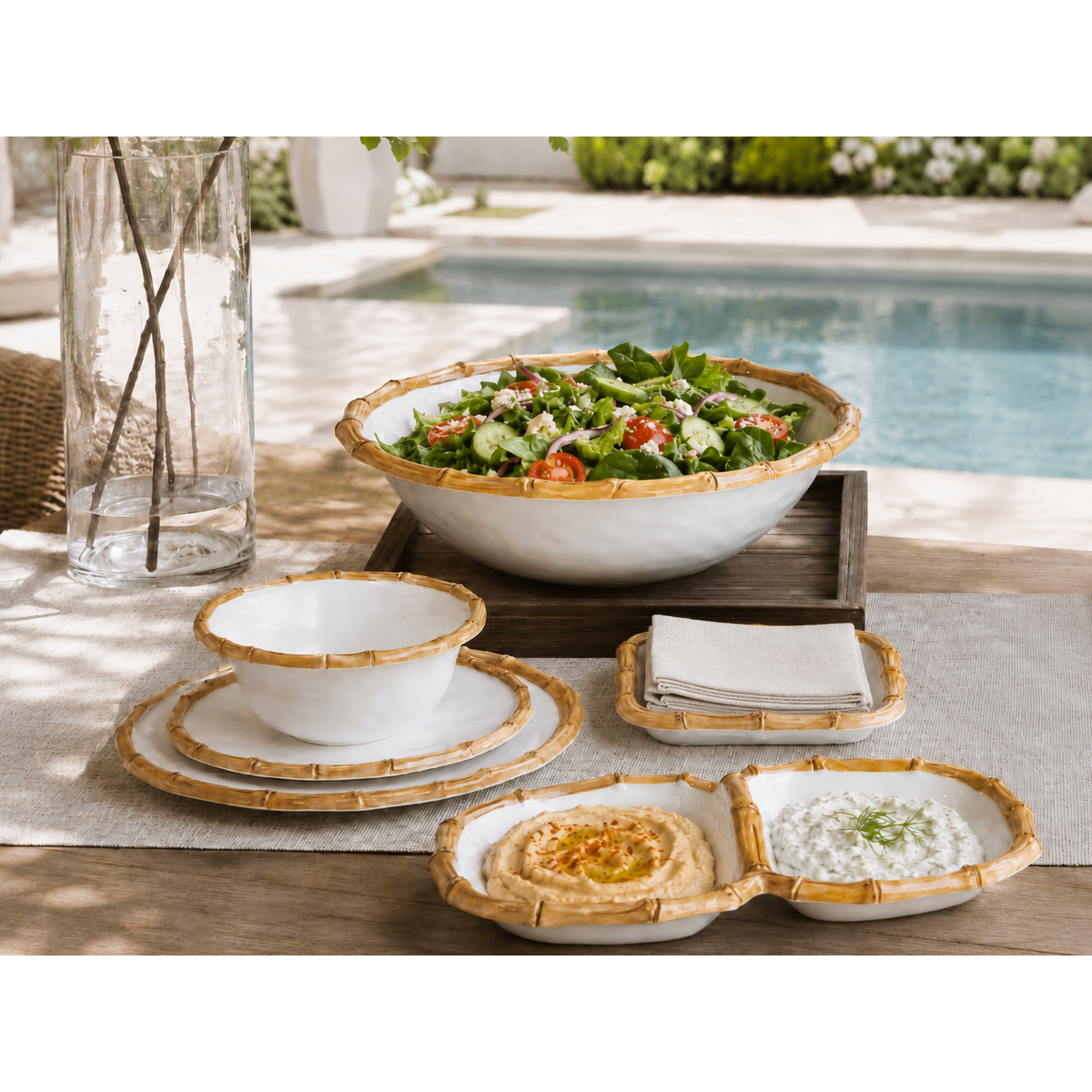 Vida Natural & White Bamboo Large Salad Bowl