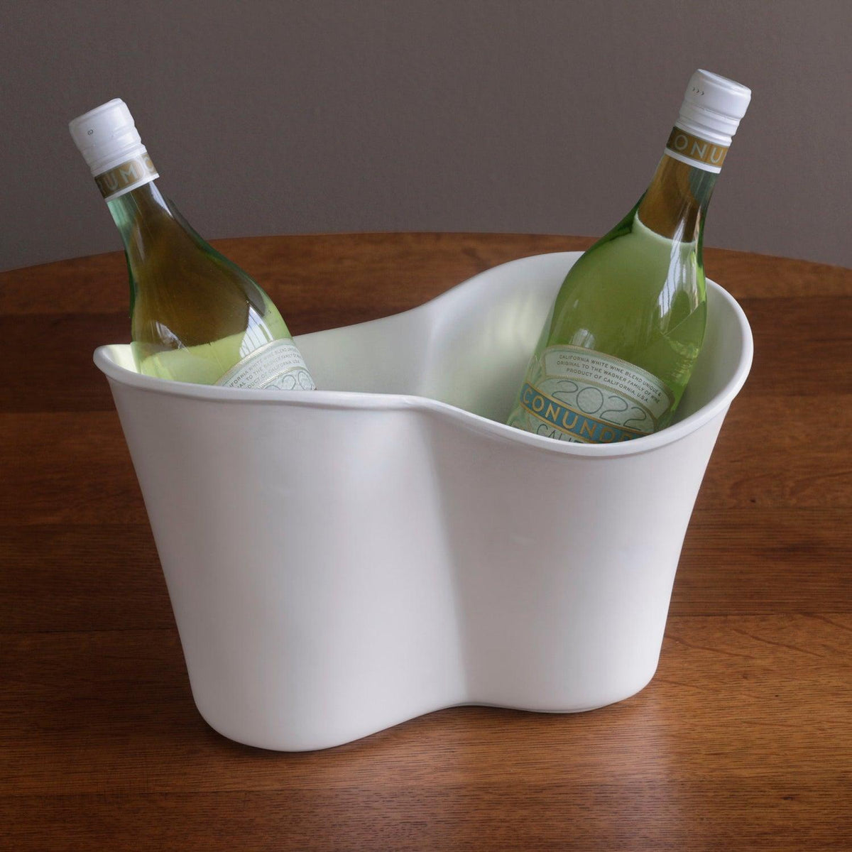 Vida Nube Double Ice Bucket (White) - Ice Bucket Side View | Bone & Brass