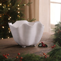 Vida Nube White Scalloped Ice Bucket - Ice Bucket Handle Detail | Bone & Brass
